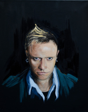 Painting titled "Keith Flint" by Anfisa Amelina, Original Artwork, Oil