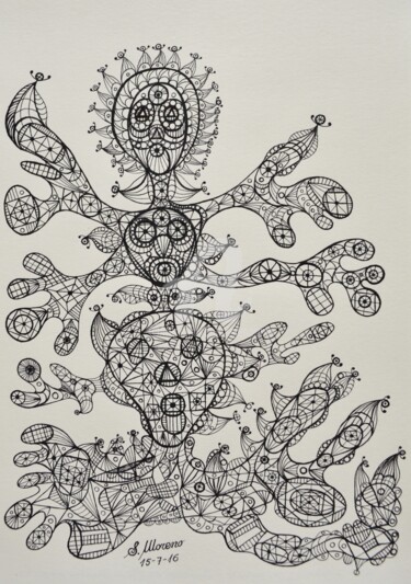 Drawing titled "LE MOI BIOLOGIQUE E…" by Salvador  Moreno, Original Artwork, Marker