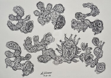 Drawing titled "DANS LA DIFFICULTÉ,…" by Salvador  Moreno, Original Artwork, Marker