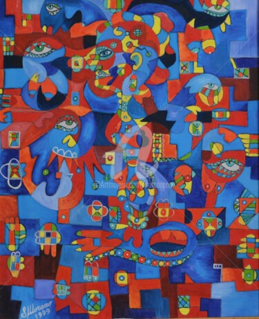 Malerei mit dem Titel "MON PRESENT" von Salvador  Moreno, Original-Kunstwerk, Öl