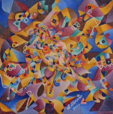 Peinture intitulée "PARTAGER" par Salvador  Moreno, Œuvre d'art originale, Huile