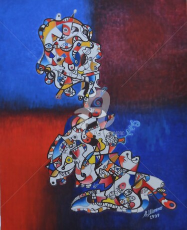 Malerei mit dem Titel "DOUBLE PERSONNALITE" von Salvador  Moreno, Original-Kunstwerk, Öl