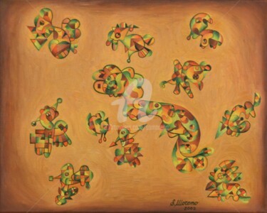 Pittura intitolato "ETRES HUMAINS QUI S…" da Salvador  Moreno, Opera d'arte originale, Olio
