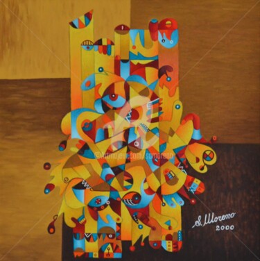 Malerei mit dem Titel "VALEURS  CULTURELLES" von Salvador  Moreno, Original-Kunstwerk, Öl