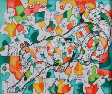 Картина под названием "ETRE  VIGILANT" - Salvador  Moreno, Подлинное произведение искусства, Масло
