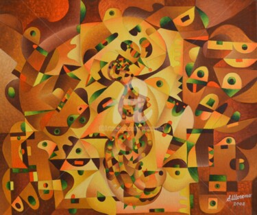 Peinture intitulée "INTERIEUR - EXTERIE…" par Salvador  Moreno, Œuvre d'art originale, Huile