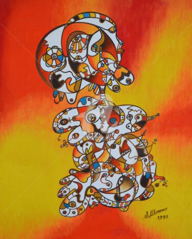 Peinture intitulée "L'AUBE" par Salvador  Moreno, Œuvre d'art originale, Huile