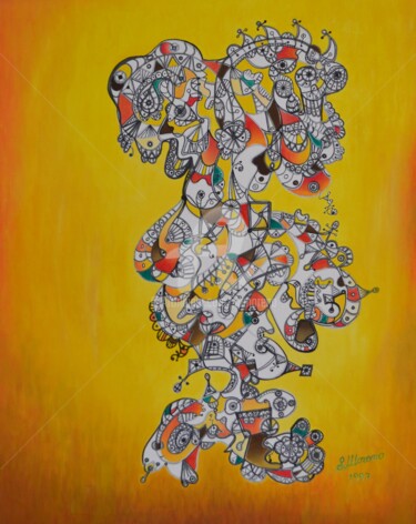 Peinture intitulée "REFLEXION GENETIQUE" par Salvador  Moreno, Œuvre d'art originale, Huile
