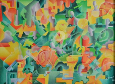 Painting titled "PLAN  MENTAL" by Salvador  Moreno, Original Artwork, Oil