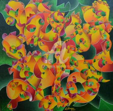 Peinture intitulée "QUI SOMMES-NOUS REE…" par Salvador  Moreno, Œuvre d'art originale, Huile
