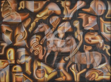 Malerei mit dem Titel "PRESENT ET FUTUR" von Salvador  Moreno, Original-Kunstwerk, Öl