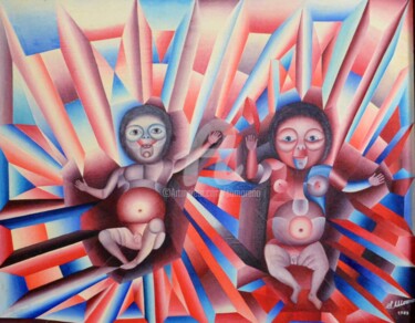 Peinture intitulée "CREATION NOUVELLE" par Salvador  Moreno, Œuvre d'art originale, Huile