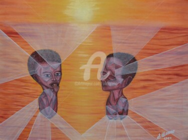 Peinture intitulée "LE SOLEIL NAIT POUR…" par Salvador  Moreno, Œuvre d'art originale, Huile