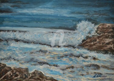 Painting titled "LA MER no 7" by Salvador  Moreno, Original Artwork, Oil