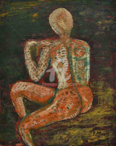 Painting titled "HOMME DE DOS" by Salvador  Moreno, Original Artwork