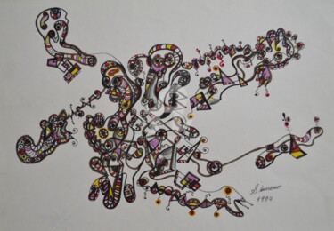 Dessin intitulée "MOLECULES" par Salvador  Moreno, Œuvre d'art originale, Autre