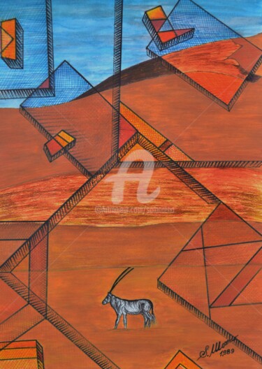 Рисунок под названием "AFRICA" - Salvador  Moreno, Подлинное произведение искусства, Маркер