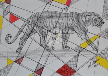 Drawing titled "TIGRE VIGILANT" by Salvador  Moreno, Original Artwork, Marker