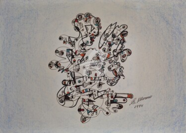 Dibujo titulada "POUVOIR CARTESIEN" por Salvador  Moreno, Obra de arte original, Rotulador