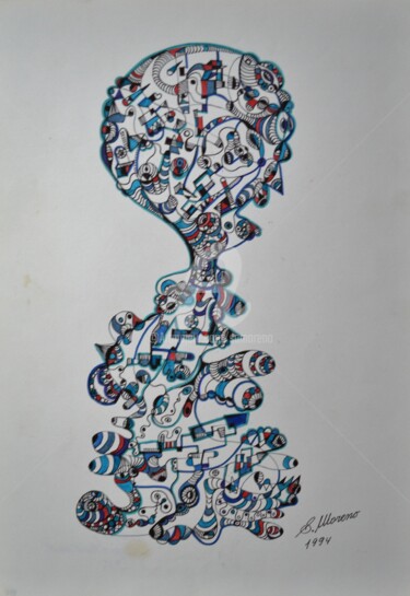 Dessin intitulée "ECOLOGIE ET SPIRITU…" par Salvador  Moreno, Œuvre d'art originale, Marqueur