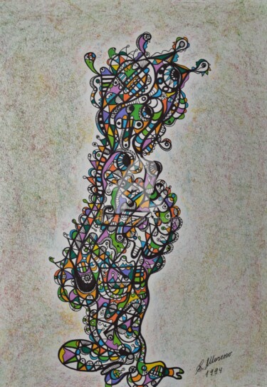 Рисунок под названием "ECOSYSTEME" - Salvador  Moreno, Подлинное произведение искусства, Маркер