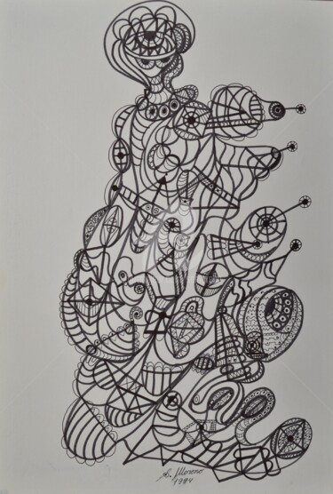 Dibujo titulada "GUIDE SPIRITUEL 2" por Salvador  Moreno, Obra de arte original, Otro