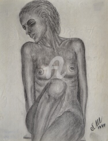 Drawing titled "NU 1" by Salvador  Moreno, Original Artwork, Marker