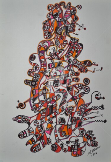 Dessin intitulée "PARALLELISEME" par Salvador  Moreno, Œuvre d'art originale, Marqueur