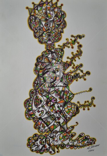 Drawing titled "SCIENCES HUMAINES" by Salvador  Moreno, Original Artwork, Marker