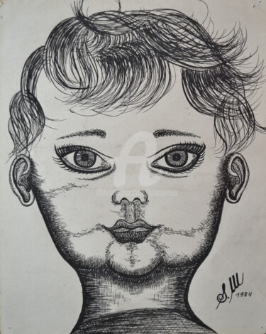 Dessin intitulée "L'ENFANT" par Salvador  Moreno, Œuvre d'art originale, Encre