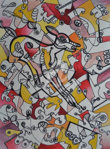 Drawing titled "UN SAUT ET PLUS..." by Salvador  Moreno, Original Artwork, Marker