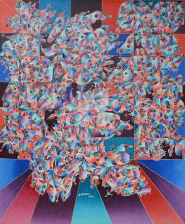 Peinture intitulée "L'AMOUR EST LA SOLU…" par Salvador  Moreno, Œuvre d'art originale, Huile