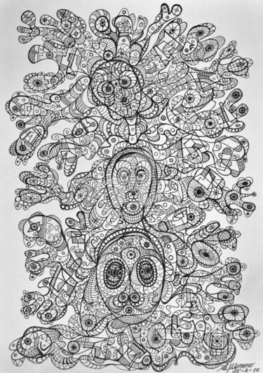 Zeichnungen mit dem Titel "DANS LE SYSTÈME, DO…" von Salvador  Moreno, Original-Kunstwerk, Marker