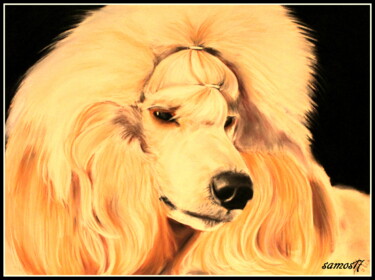 Drawing titled "dessin pastel chien…" by Samos17 Portraitiste, Original Artwork, Graphite