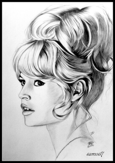 Drawing titled "portrait dessin bri…" by Samos17 Portraitiste, Original Artwork, Pencil