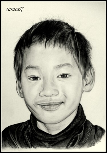 图画 标题为“portrait enfant (de…” 由Samos17 Portraitiste, 原创艺术品, 铅笔