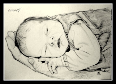 Drawing titled "tendresse(commande…" by Samos17 Portraitiste, Original Artwork, Pencil