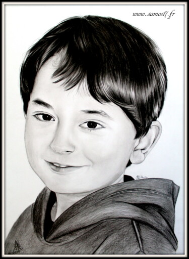 Tekening getiteld "portrait crayon (co…" door Samos17 Portraitiste, Origineel Kunstwerk, Potlood