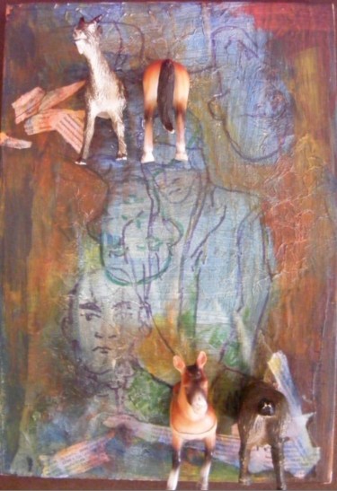 Pintura intitulada "Animais I" por Sampaio Rosado, Obras de arte originais
