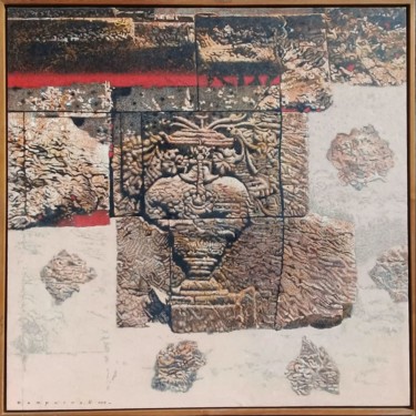Painting titled "Borobudur Relief III" by Sampurno W, Original Artwork, Oil