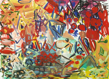 Peinture intitulée "Drapeau rouge." par Yuriy Samsonov, Œuvre d'art originale, Gouache