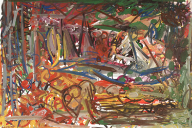 Malerei mit dem Titel "Vignes souples." von Yuriy Samsonov, Original-Kunstwerk, Gouache