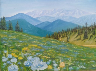 Pittura intitolato "Summer landscape" da Natalia Samoilova, Opera d'arte originale, Olio
