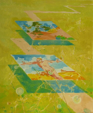 Painting titled "Ombres enceintes" by Samuel Ackerman, Original Artwork, Oil Mounted on Wood Stretcher frame