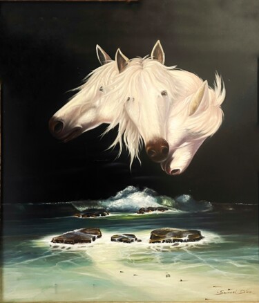 Картина под названием "Horses" - Samuel Díaz, Подлинное произведение искусства, Масло
