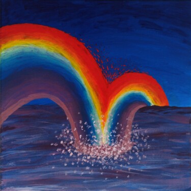 Schilderij getiteld "Rainbow" door Samuel Hasenboehler, Origineel Kunstwerk, Acryl Gemonteerd op Frame voor houten brancard