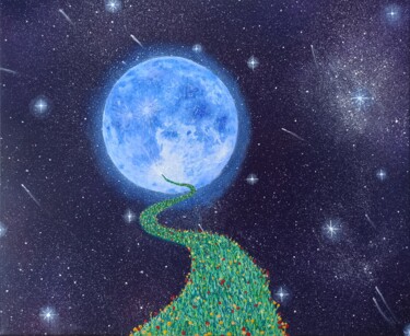 Painting titled "Lunar spring" by Samuel Hasenboehler, Original Artwork, Acrylic Mounted on Wood Stretcher frame