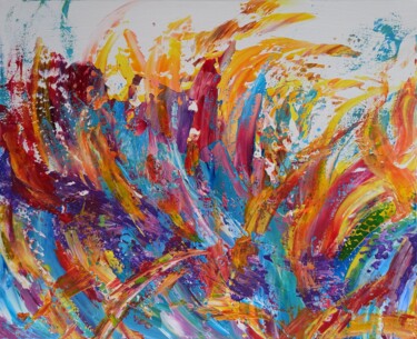 Malerei mit dem Titel "Abstract colorful" von Samuel Hasenboehler, Original-Kunstwerk, Acryl Auf Keilrahmen aus Holz montiert