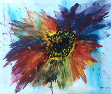 Painting titled "Floral Explosion" by Samuel Kizza, Original Artwork, Acrylic