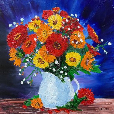 Pintura titulada "Fleurs des champs" por Samuel Kouyoumdjian, Obra de arte original, Oleo Montado en Bastidor de camilla de…